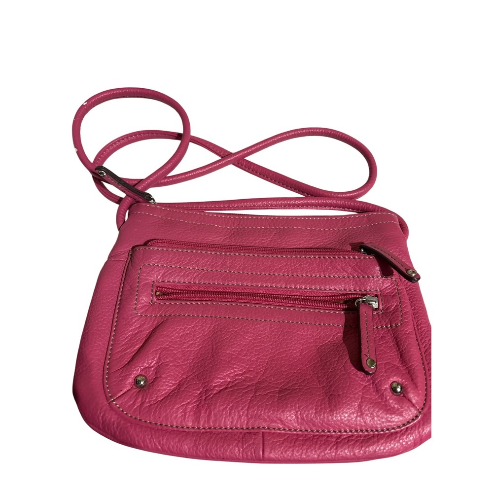 Tignanello Pink Leather‎ Crossbody Bag Zip Pockets Shoulder Handbag Purse